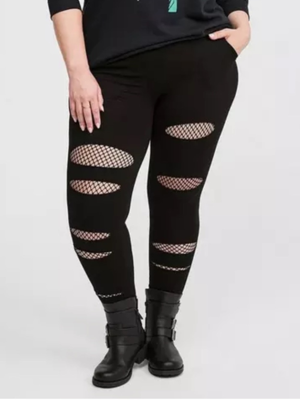 NWT Torrid Full-Length Mesh Slit fishnet Pocket Legging 00 M